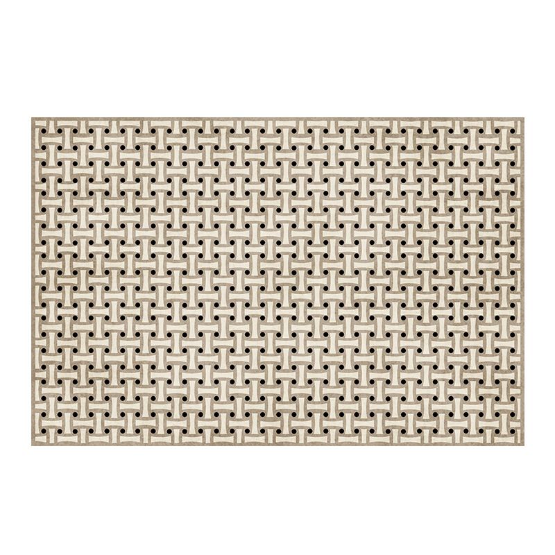 Black Modern Rug Polyester Abstract Grid Rug Non-Slip Backing Rug for Living Room