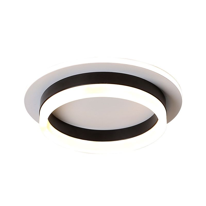 Ronde/vierkante inbouwplafondlamp Minimalistisch acryl Zwart/wit LED-inbouwverlichting in warm/wit licht voor slaapkamer