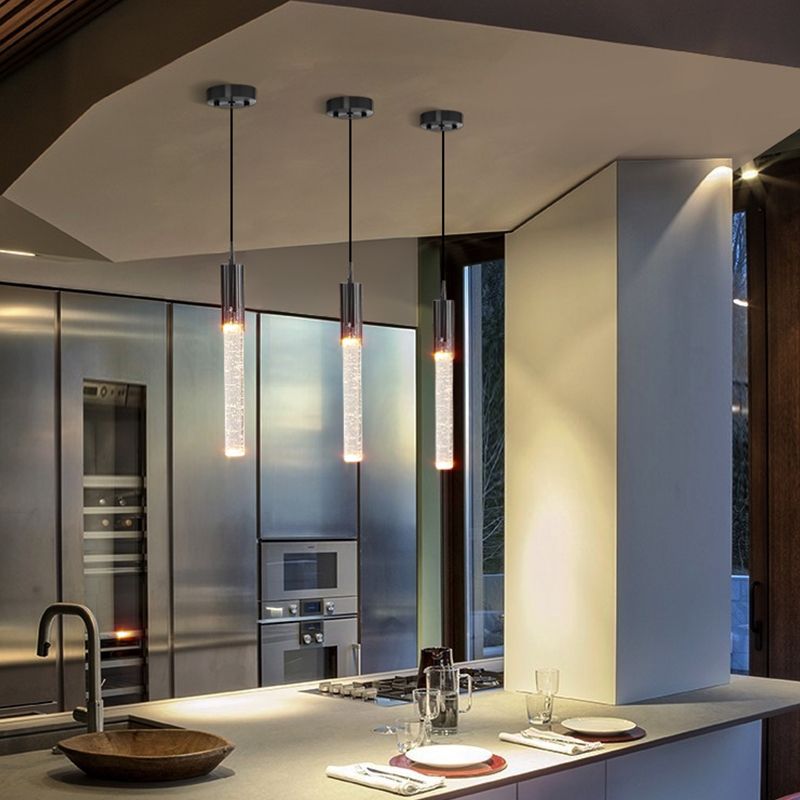 Metall hängende Licht mit klarer Kristallfarbton -Einfachheit Anhänger Beleuchtung für Schlafzimmer