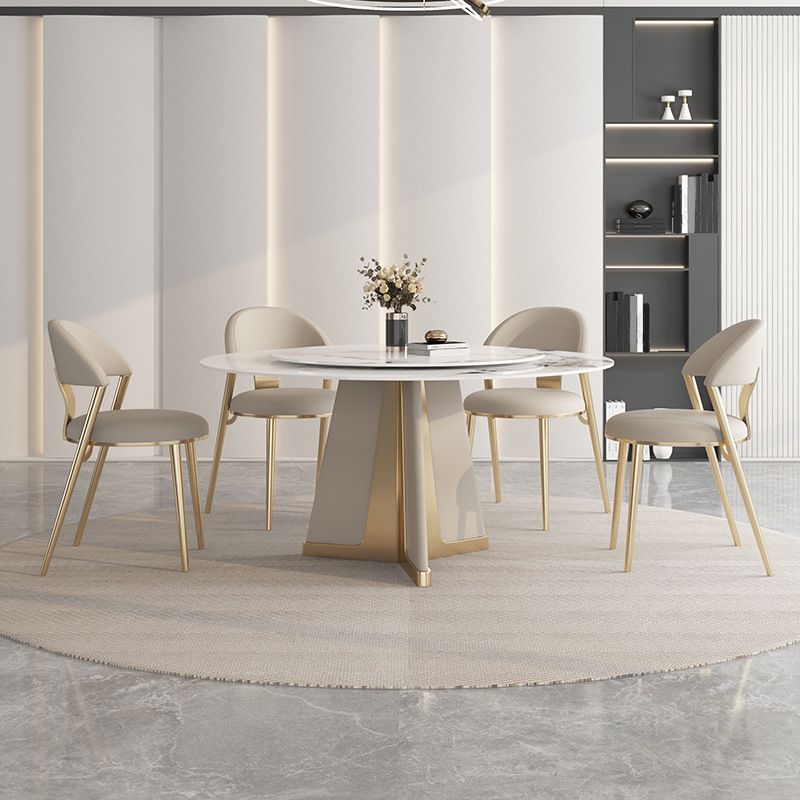 Modern Round Dinner Table Steel Base Stone Dining Table for Home