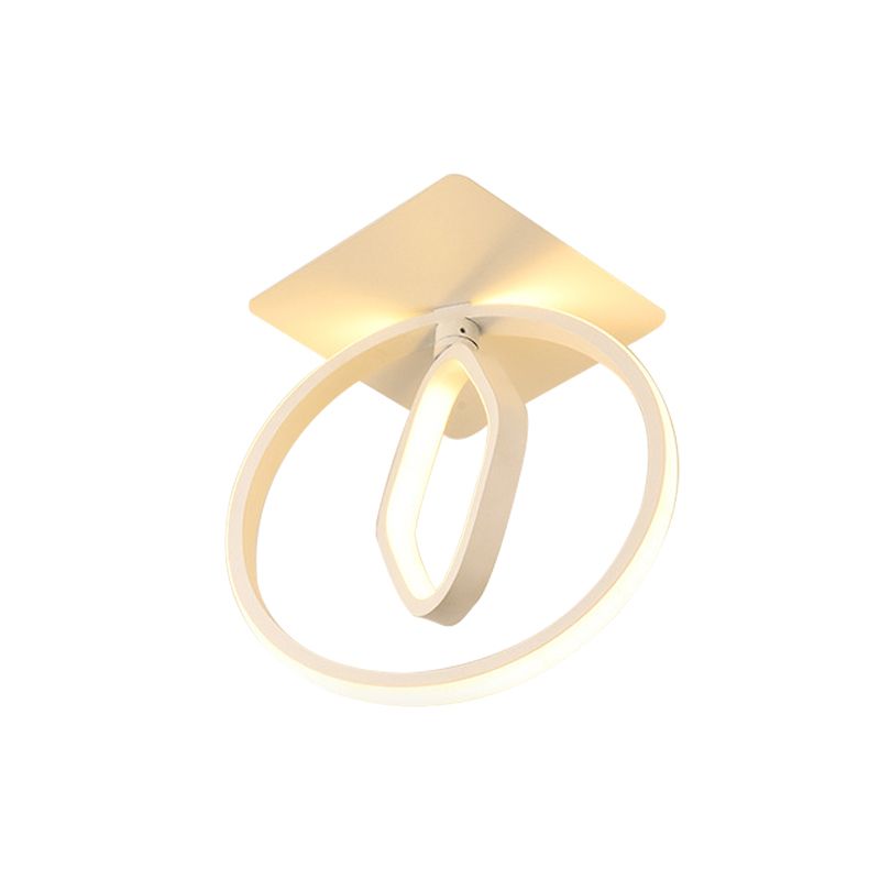 Ring and Rhombus Flush Mount Modern Acrylic White/Black LED Ceiling Lighting in White/Warm Light for Bedroom