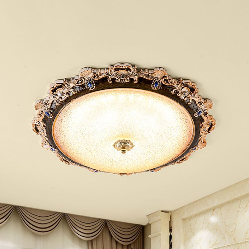 Domed Shade Bedroom Flush Lighting Fixture Farmhouse Seedy Glass 15 "/16.5" /21 " W LED Brown Massimale Flush in Warm / White Light