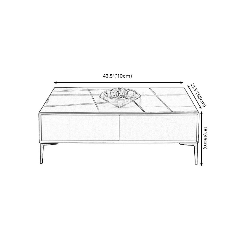 Modern Style Black Coffee Table Made of Round Rock Slab Wood