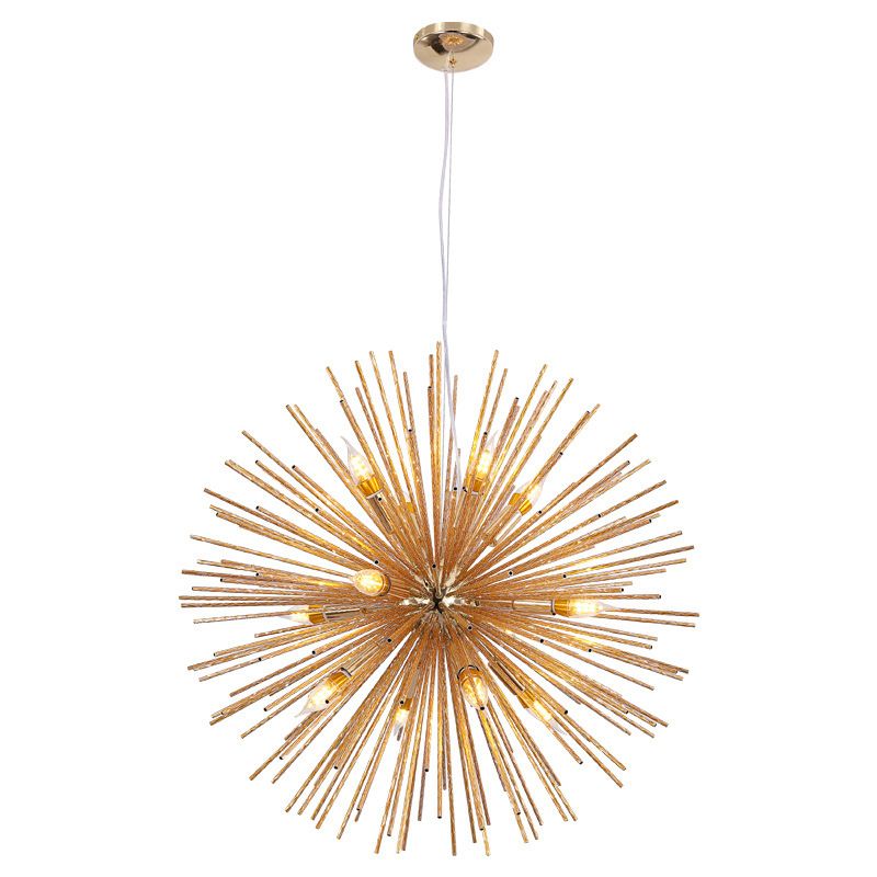 Postmodern Style Urchin Pendant Lighting Metal 8 Bulbs Living Room Hanging Chandelier