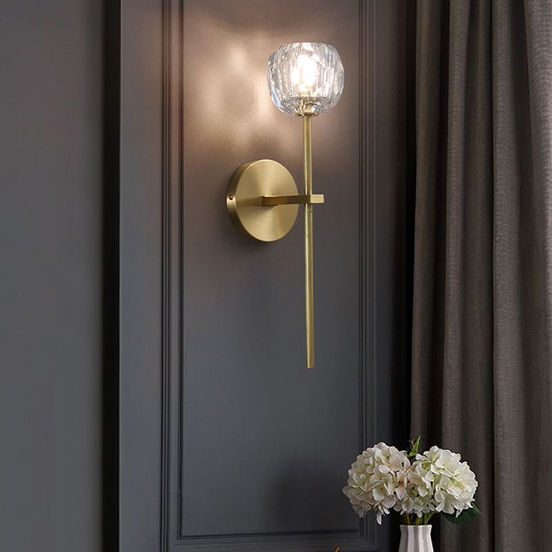 Moderne Messing Wandleuchte Globus Gold Wandleuchten mit Kristall für Schlafzimmer