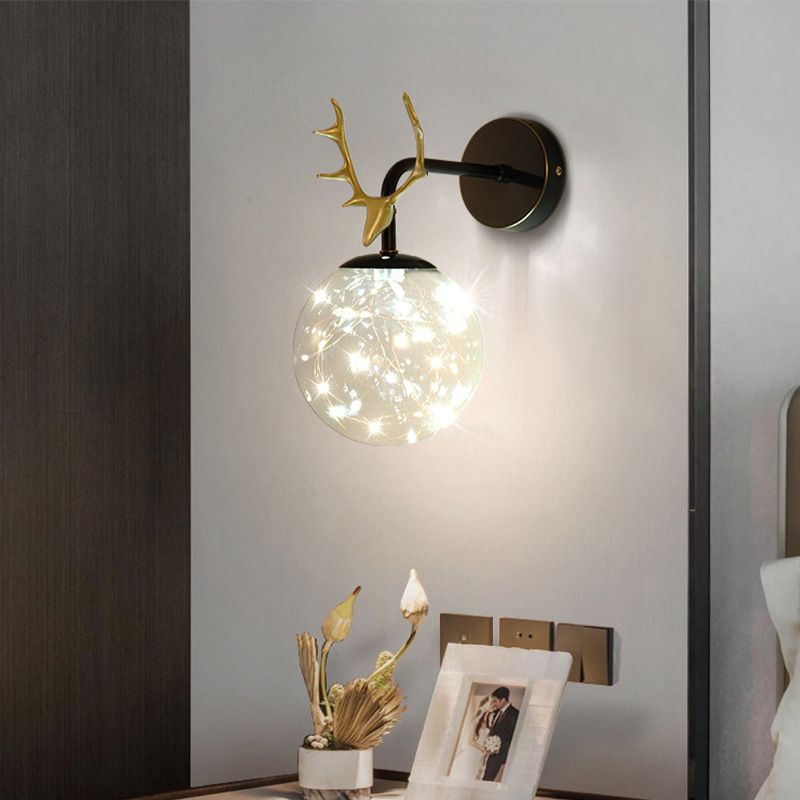 Lampade a parete in vetro trasparente globo a 1 luce moderna a montaggio a parete per soggiorno