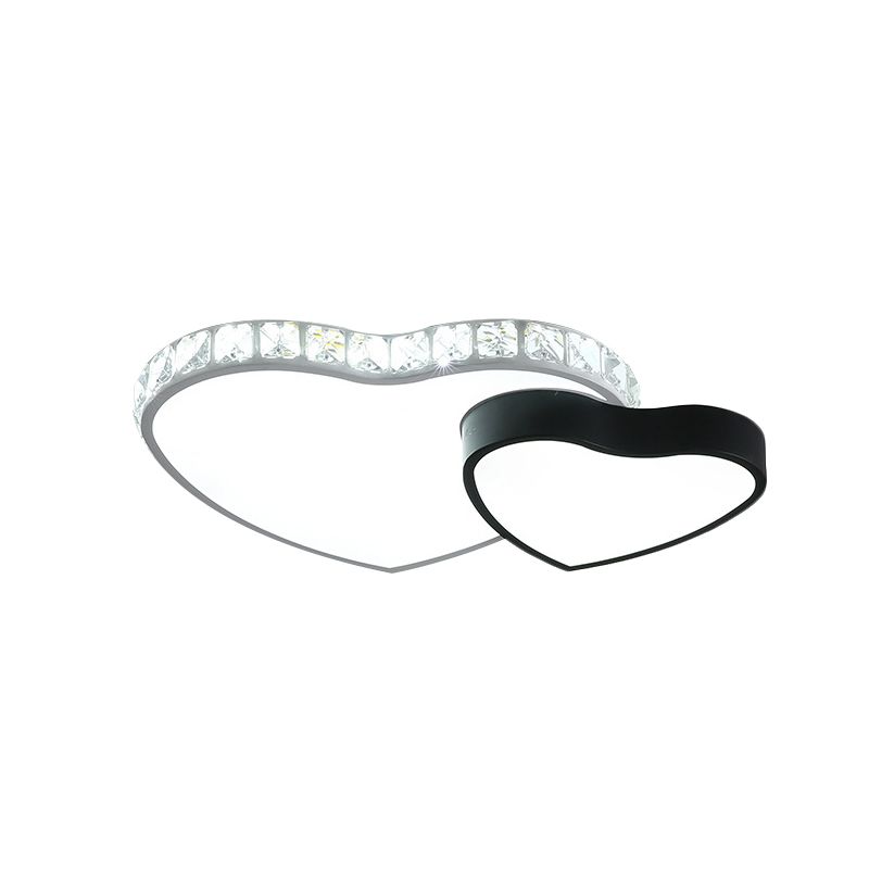 LED Crystal Ceiling Mounted Fixture Contemporary Black-White Moon and Star/Loving Heart Bedroom Flushmount