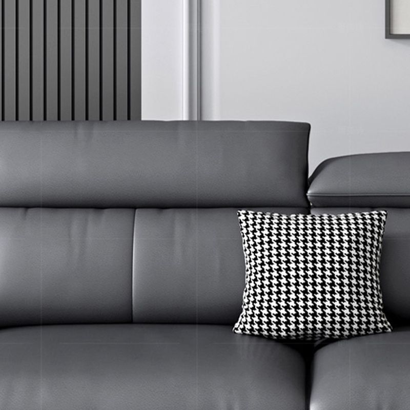 Dark Gray Modern Pillow Top Arm Sectional with Removable Cushions for Living Room