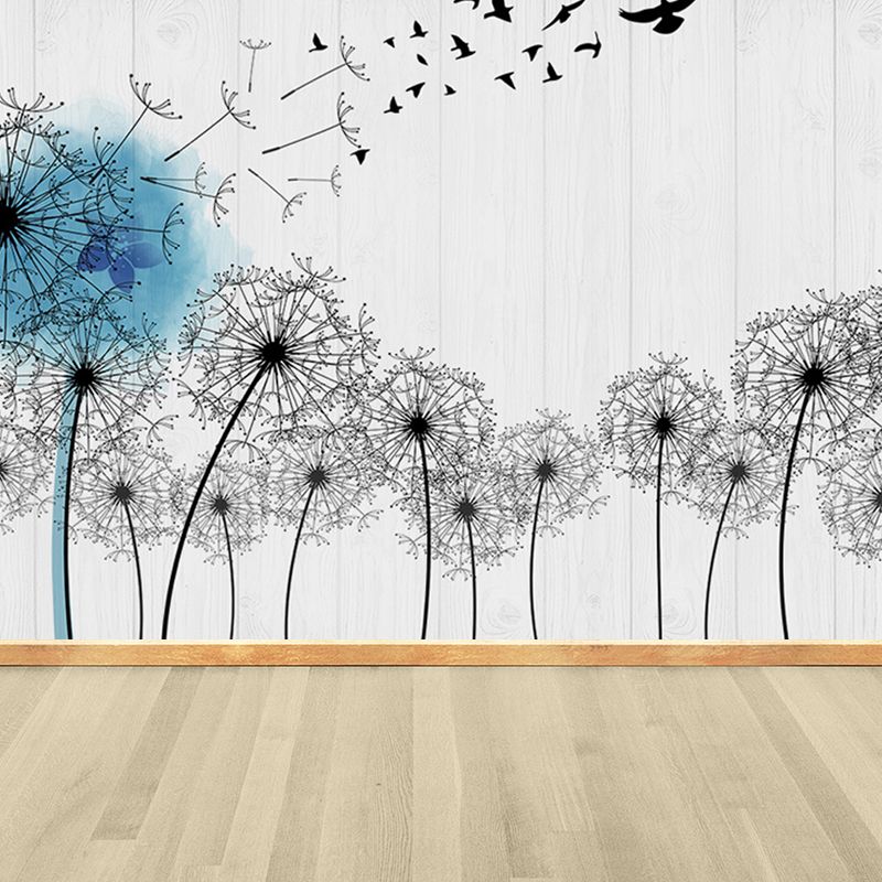 Soft Color Dandelion Mural Decal Moisture-Proof Modern Living Room Wall Covering