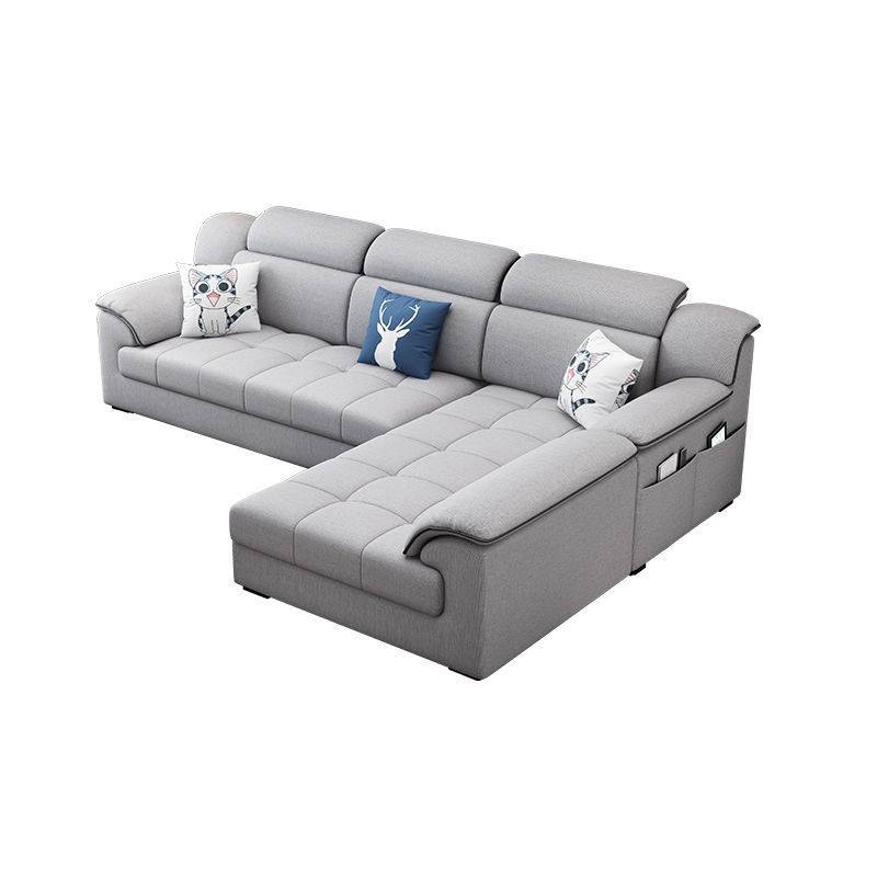 Modern Fabric Sofa in Grey Pillow Top Arm Sofa with Bolster Pillows