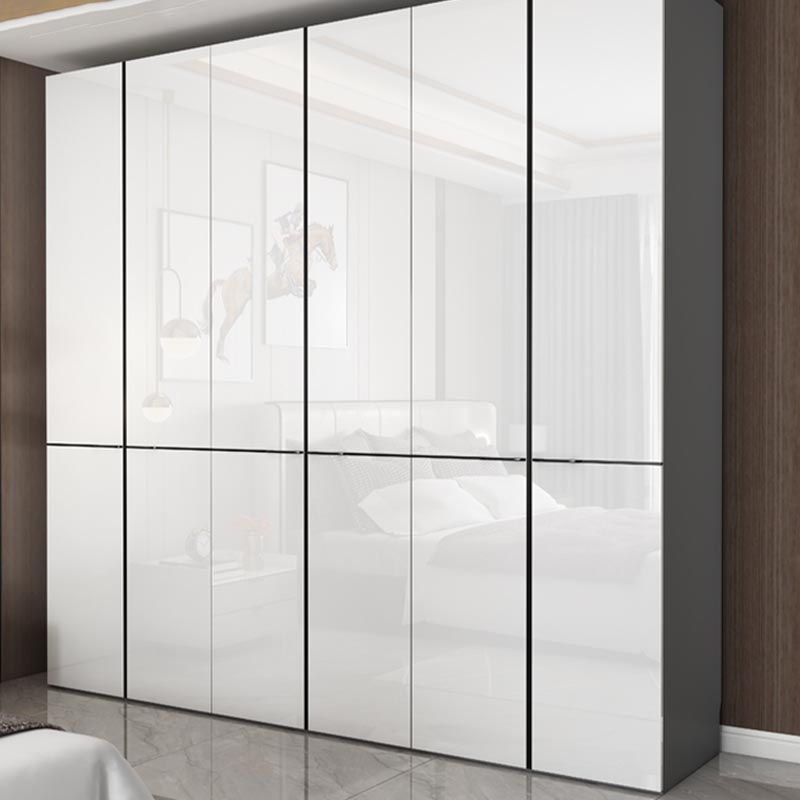 Modern Rectangle Wardrobe Cabinet Wooden White Cabinet with Clothes Rail