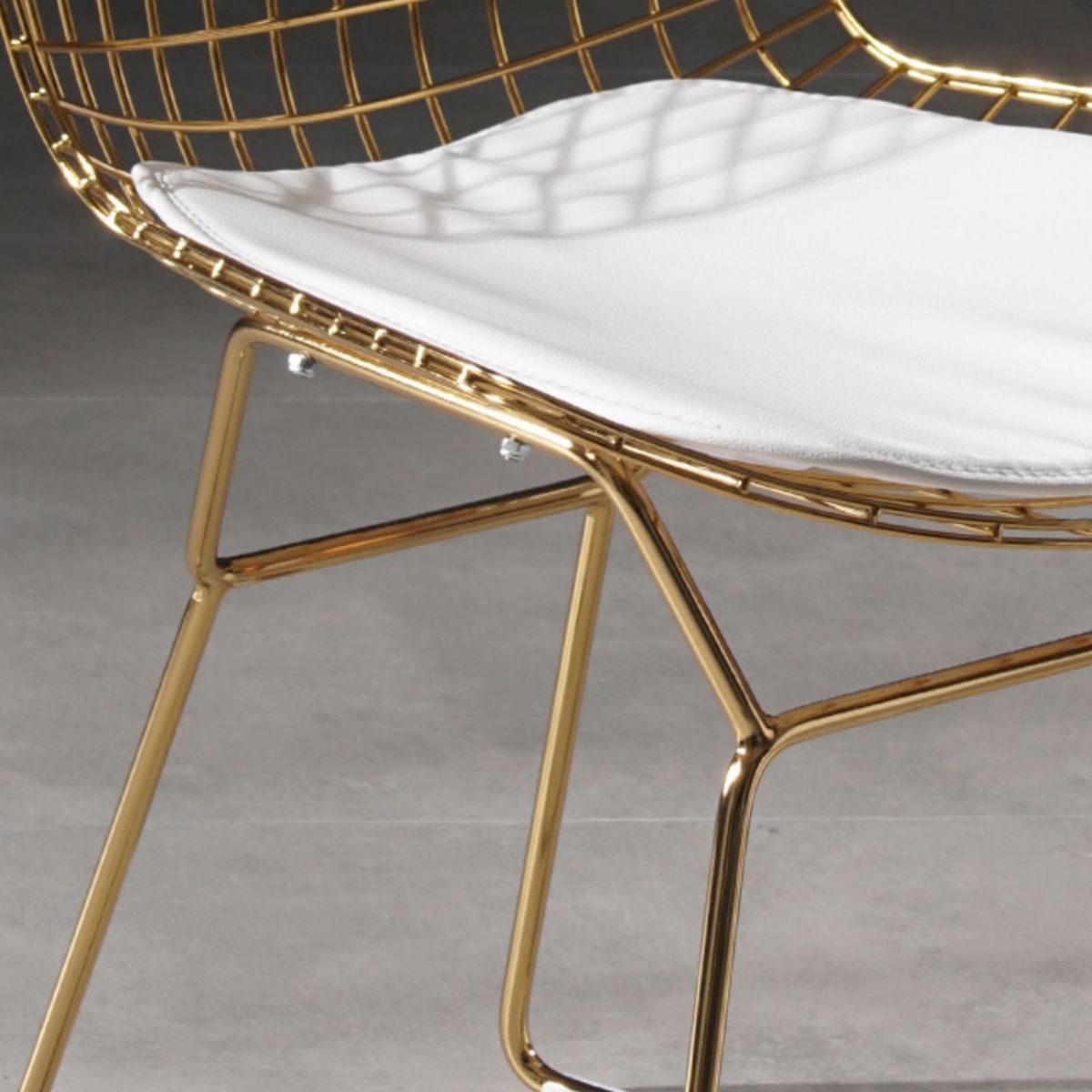 Chaise d'appoint de salle à manger en métal Glam, chaise rembourrée sans accoudoirs à dossier croisé pour salle à manger