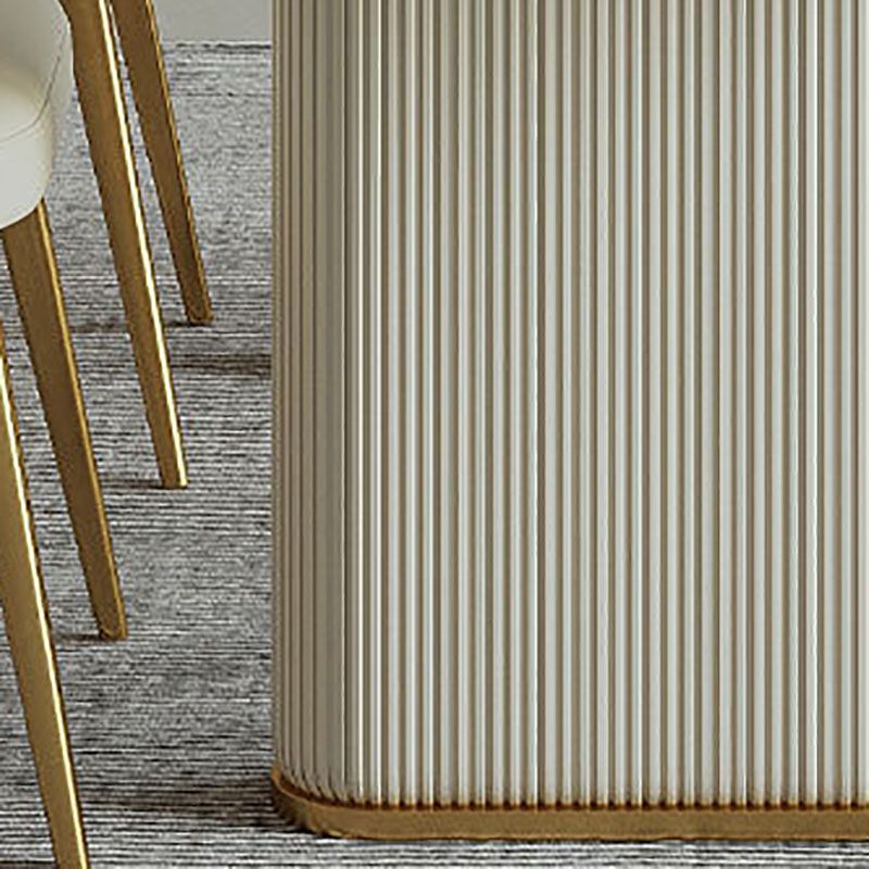 Stone Top Dining Table Contemporary Rectangle Table with Sled Base