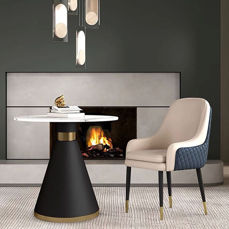 Glam Parsons Arm Chair Leather Upholstered Indoor Dining Chair