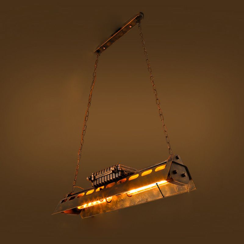 Linear Metal Island Ceiling Light Industrial Dining Room Island Light Fixtures