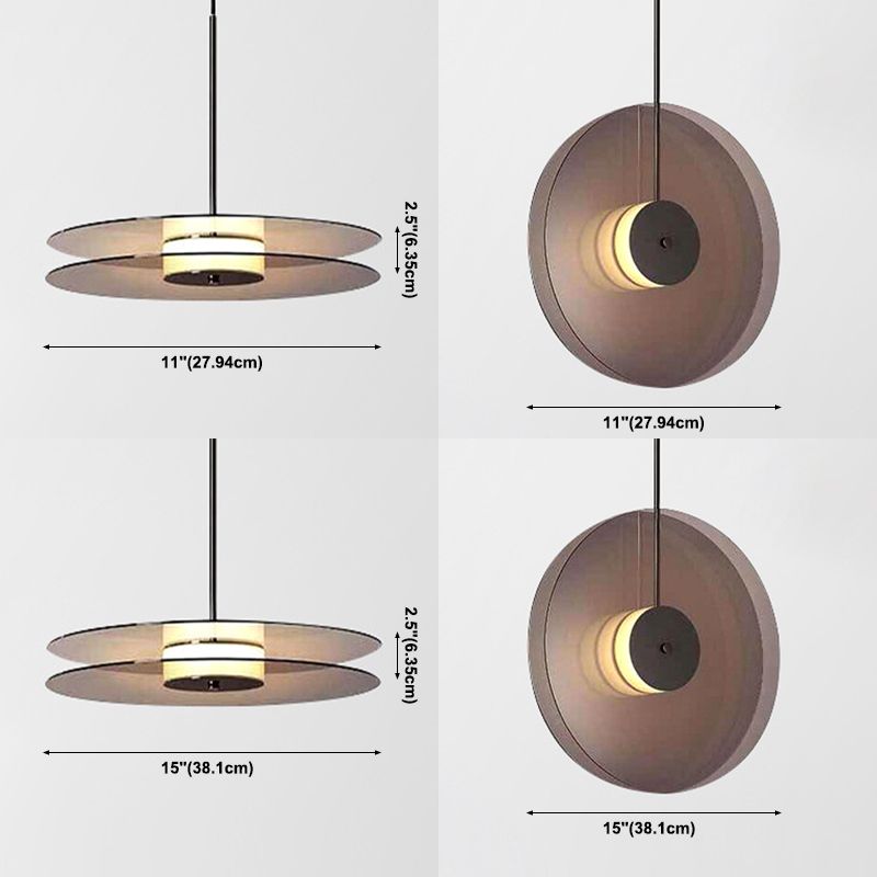 Rauchy graues Glas Deckenleuchte Ding Room Schlafzimmer 1 Licht modernes hängendes Licht