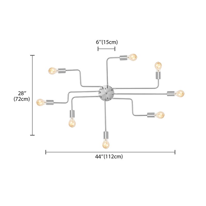 Retro techo expuesto con lámparas semiincorporadas de metal ligero incrustadas 4 / 6, con diseño de latón antiguo / Sputnik negro
