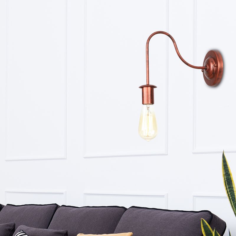 6"/10" High 1 Head Metal Wall Lighting Industrial Rust Bare Bulb Living Room Wall Sconce Lamp with Gooseneck Arm