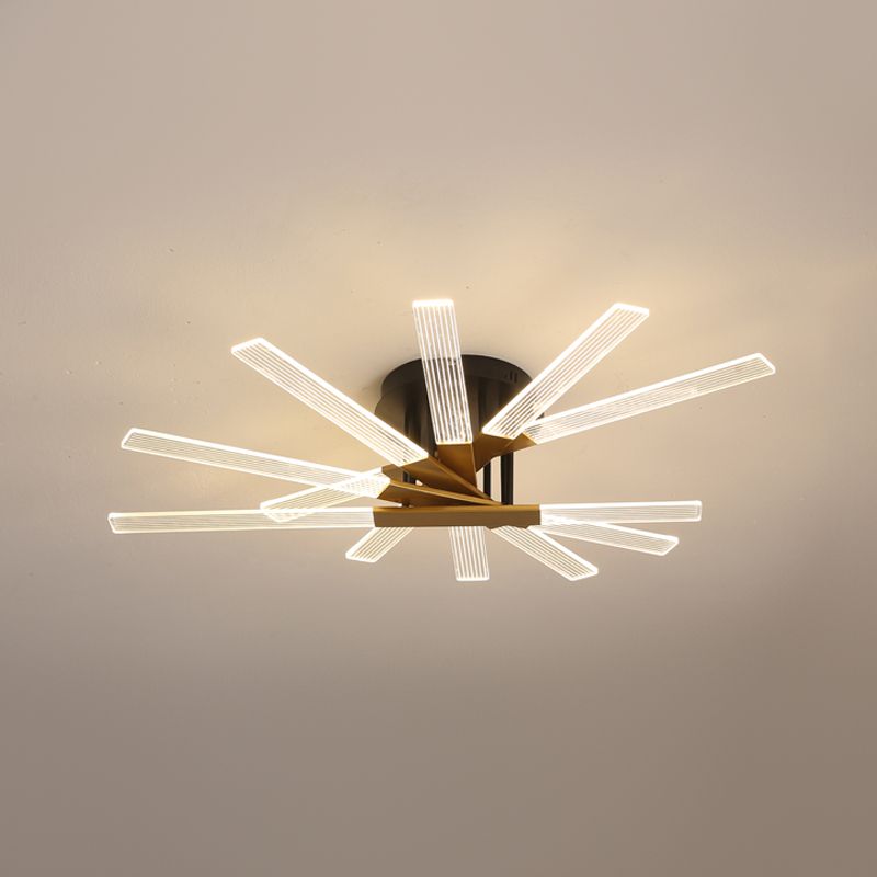 Metal Round Shade Flush Ceiling Light Modern Multi Lights Flush Mount Fixture in Brass