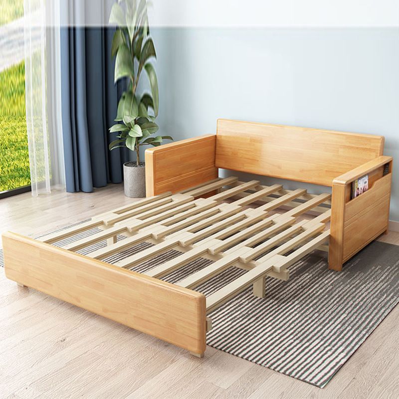 Scandinavian Solid Wood Fabric Upholstered No Theme Oak Queen