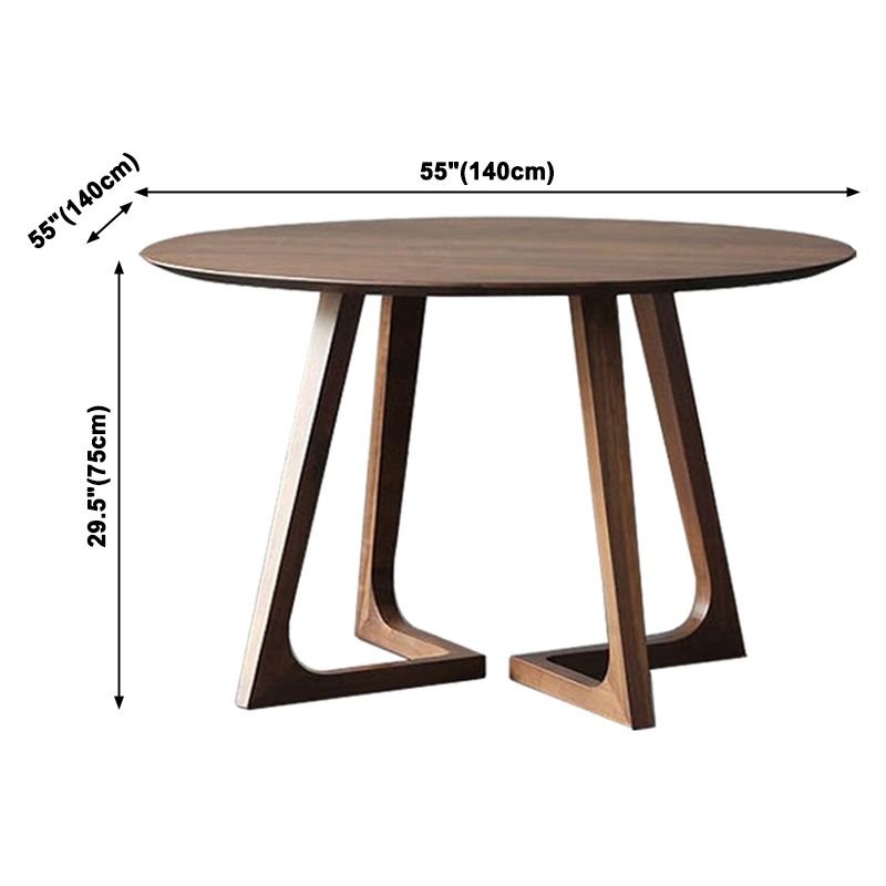 Solid Wood Round Dining Table Modern Contemporary Kitchen Wood Table with Double Pedestal