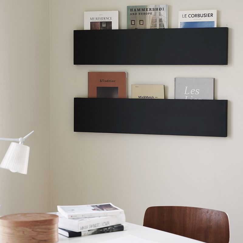 Wall Mounted Bookshelf Modern Style Metal Shelf Bookcase in Black