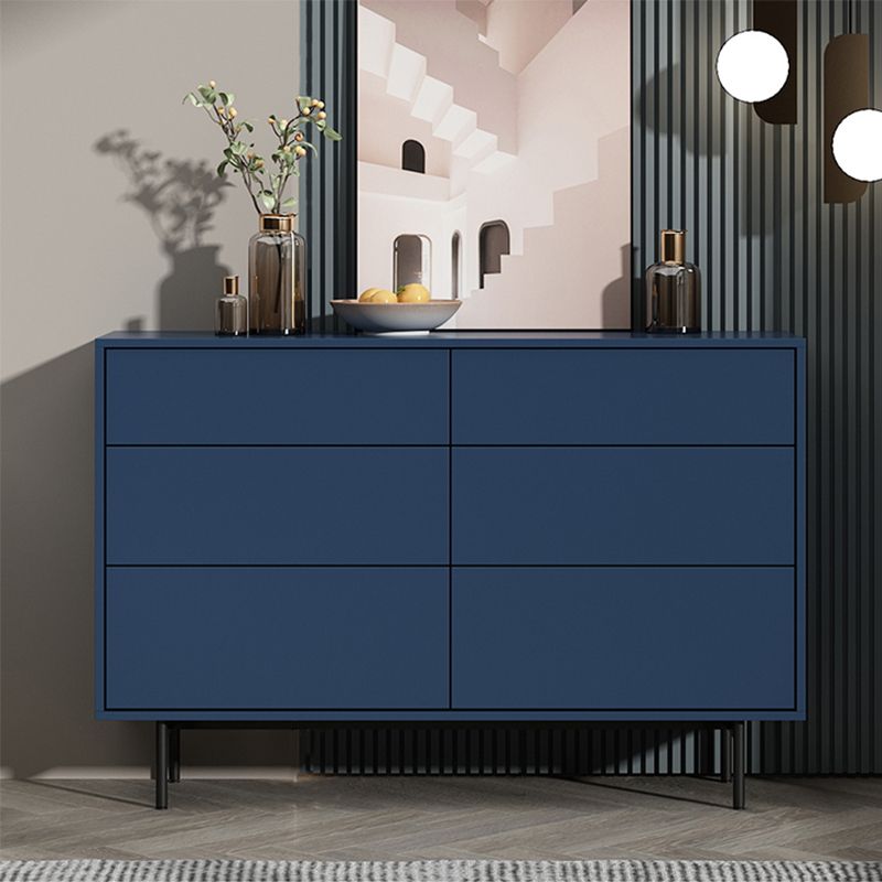 Modern Accent Chest with 6 Drawers and 4 Straight Black Legs