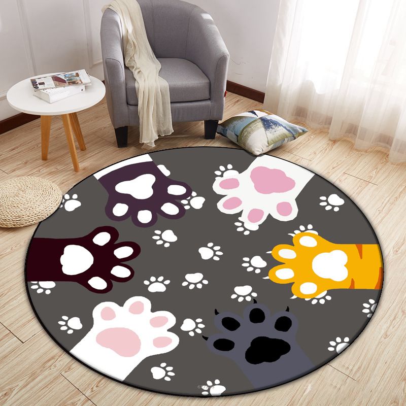 Modern Cartoon Print Rug Multi-Color Polyster Area Rug Anti-Slip Backing Machine Washable Carpet for Kids Room