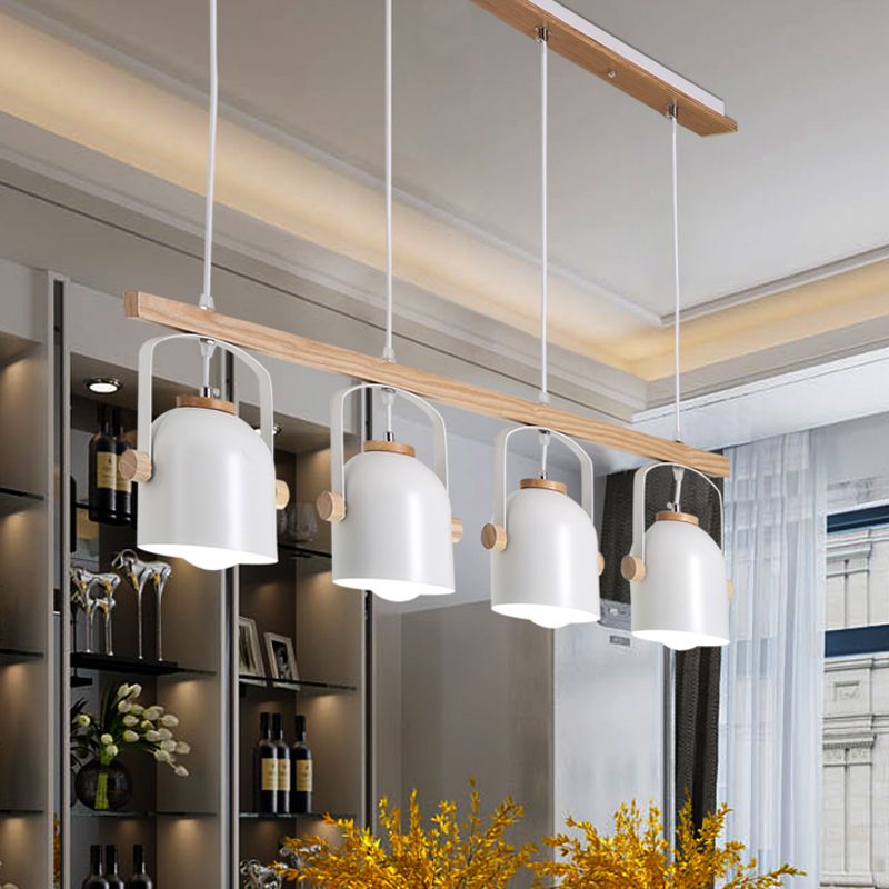 Lampadario lineare a cupola bianca/grigia a cupola 3/4 teste di metallo nordico luce sul tavolo da pranzo