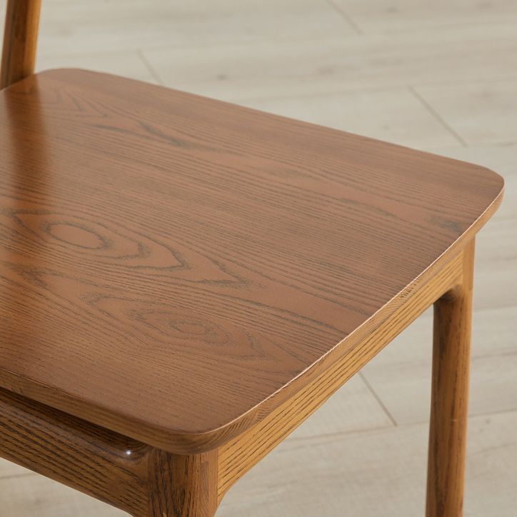 Indoor Solid Wood Dining Side Chair Brown Open Back Dining Side Chair