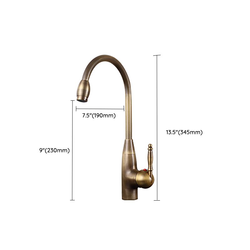 Traditional Kitchen Faucet Solid Brass High Arc Standard Kitchen Faucets Single Handle