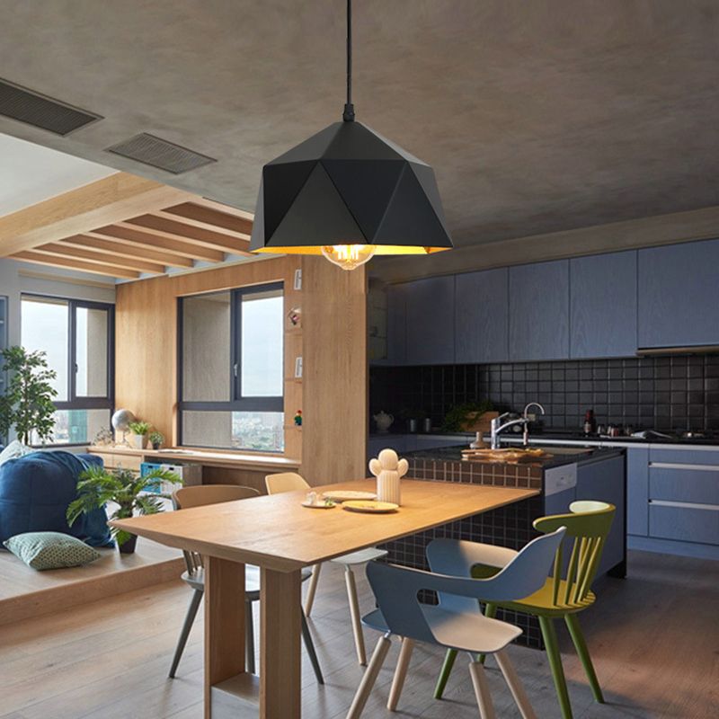 1 Lampada a ciondolo a diamante chiaro Nordic Minimalist Minimalist Metal Dining Room Hanging Lampada