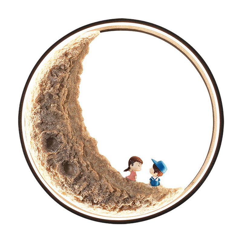 Modern Metal Wall Sconce Circle Shape Wall Light with PC Shade for Living Room