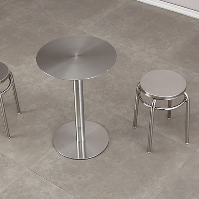 Pedestal Stainless Steel Top Cocktail Table Round Coffee Table for Living Room