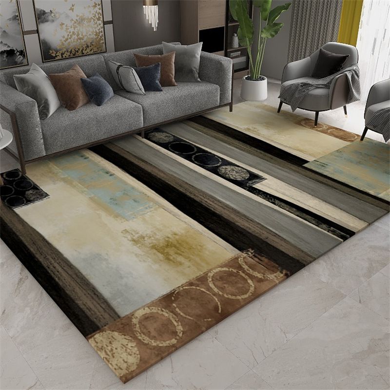 Green Graphic Rug Polyester Casual Indoor Rug Washable Rug for Living Room