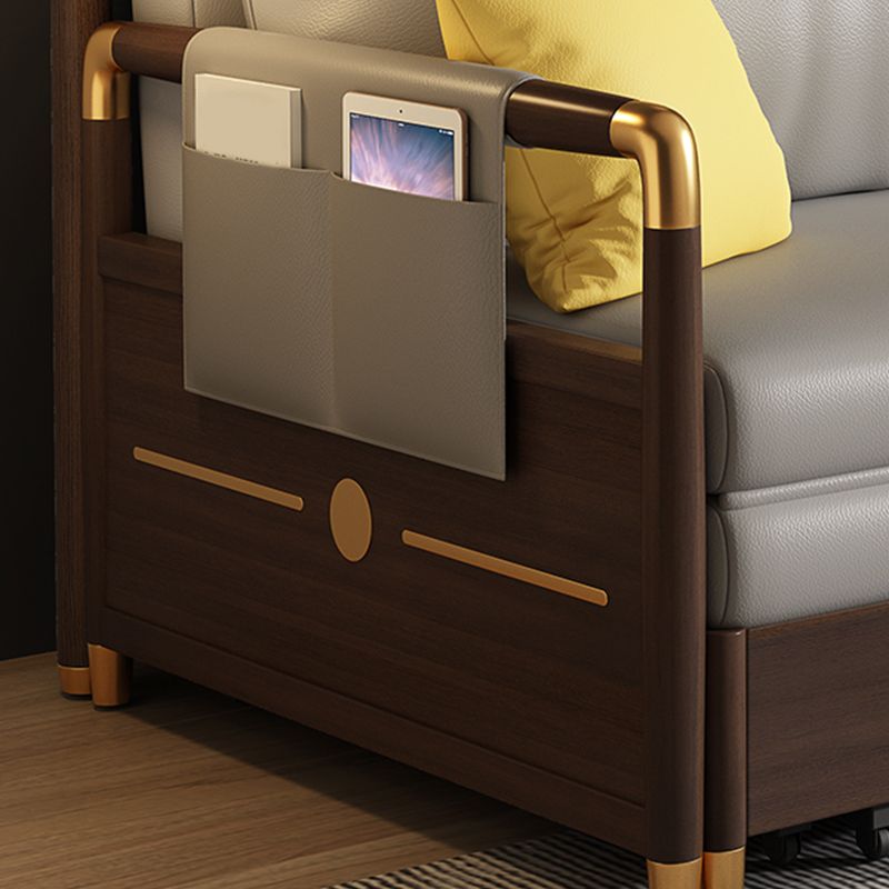Contemporary Storage Sleeper Sofa Solid Wood Square Arm Sofa Bed