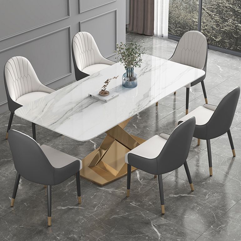 Modern Sintered Stone Dining Room Set with Rectangle Table and Gold LegsDining Table Furniture