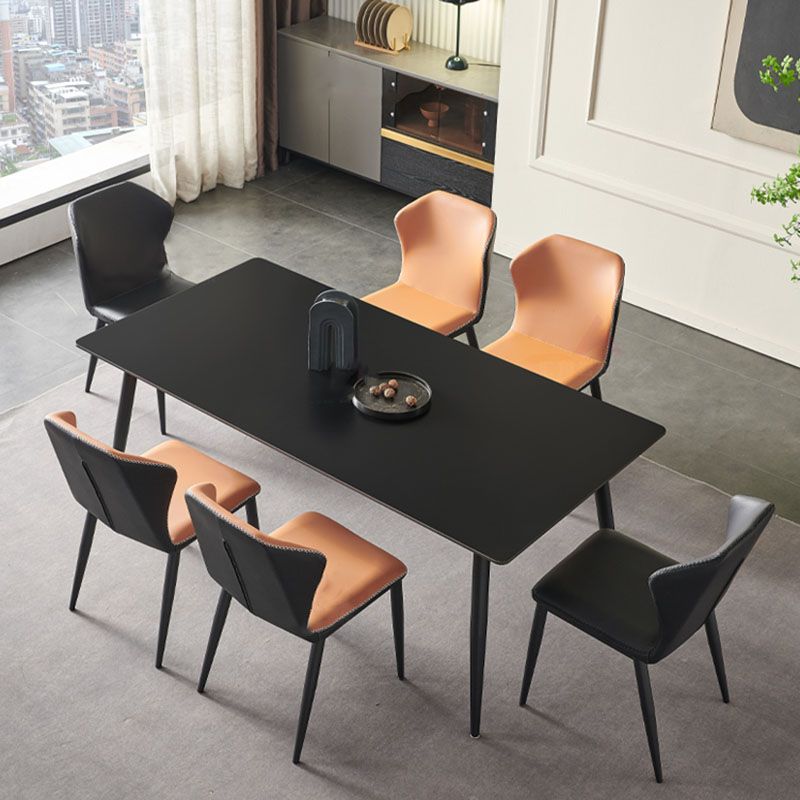 Industrial Kitchen Dinner Table Stone Rectangle 4 Legs Dining Table