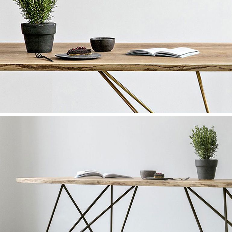 Mesa de comedor de rectángulo de lujo tradicional pino mesa de madera maciza con 4 patas