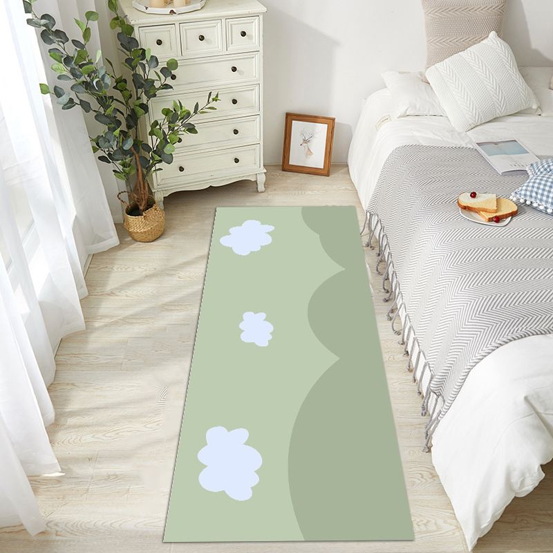 Trendy Cloud Pattern Rug Runner Polyester Carpet Non-Slip Backing Area Rug for Bedroom