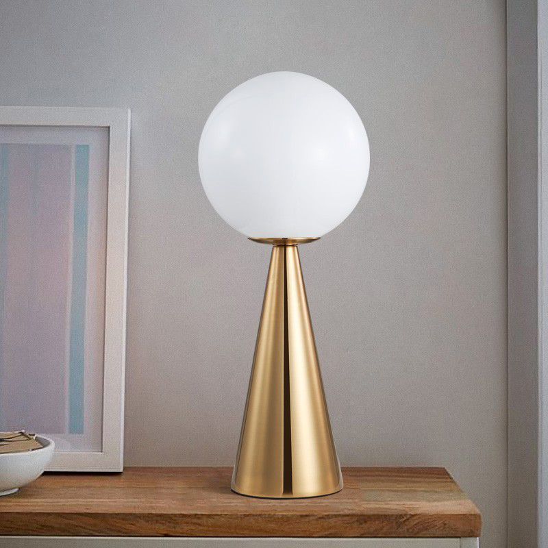 Lampe de table en verre globe doré dans un style de luxe moderne, lampe de bureau en fer forgé pour les espaces intérieurs
