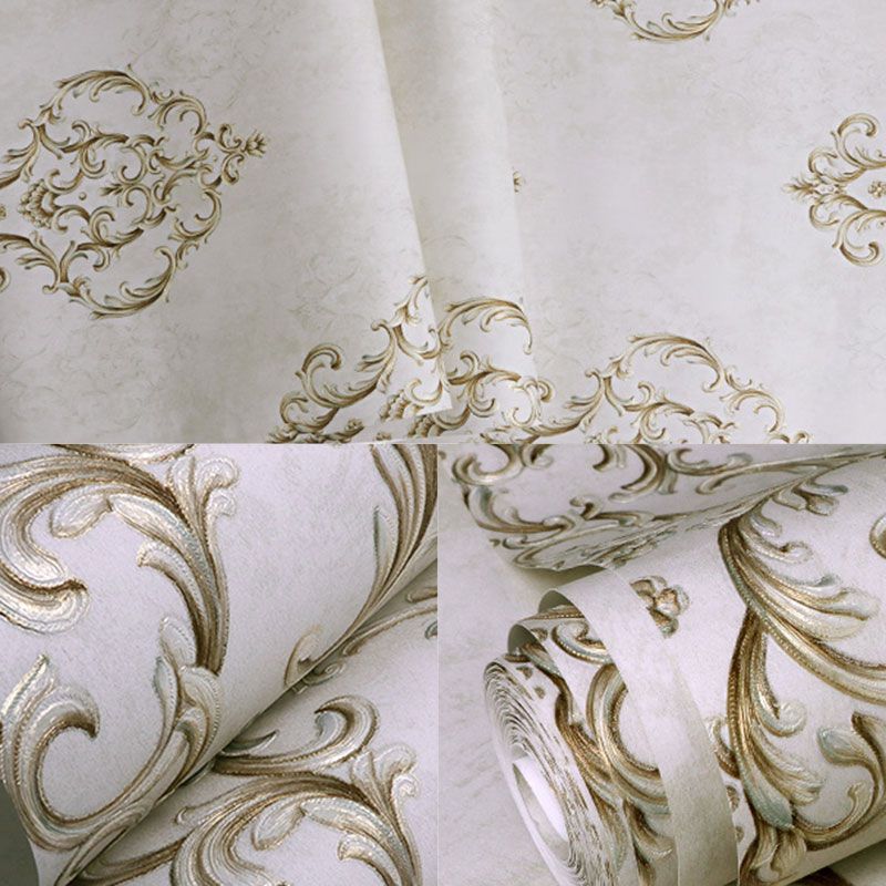 Pastel Color 57.1 sq ft. Wallpaper Non-Woven Moisture-Resistant 3D Print Damask Design Wall Covering