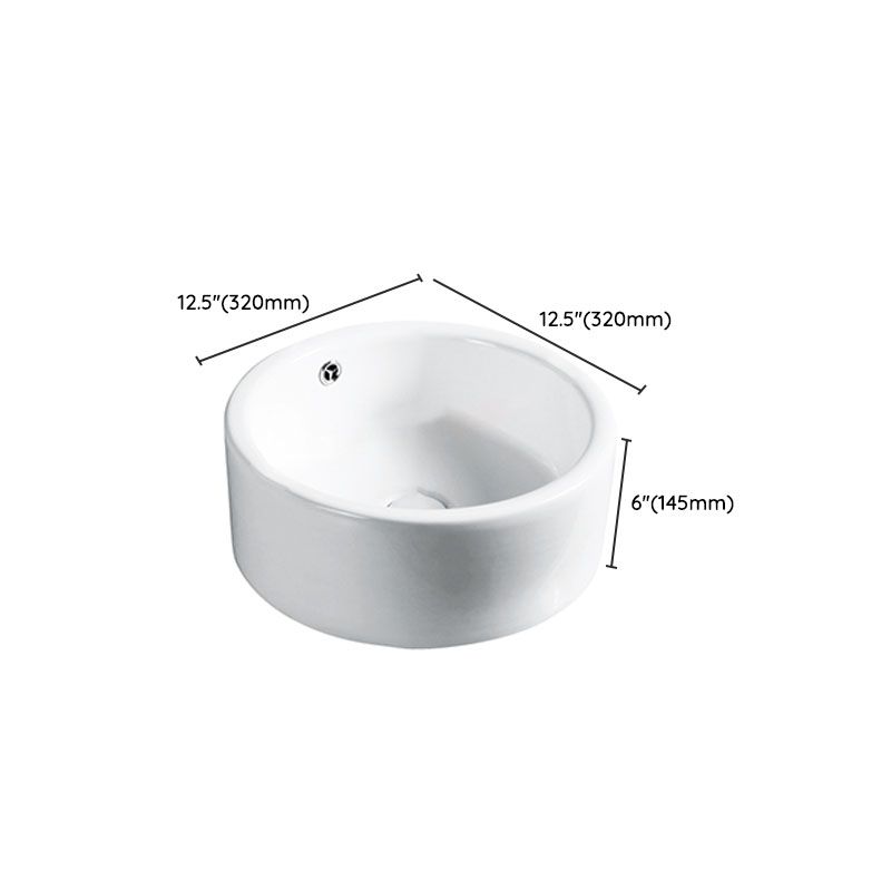 Modern Vessel Bathroom Sink Porcelain with Pop-Up Drain Vessel Sink without Faucet