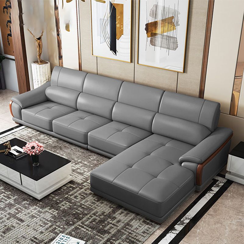 Nordic Style Sofa Bed Leather in Beige/grey/beige Cushioned Back Sofa