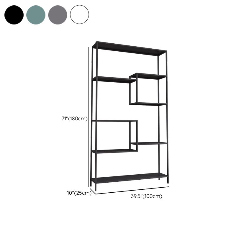 Vertical Metal Bookshelf Contemporary Open Back Bookcase with Shelves