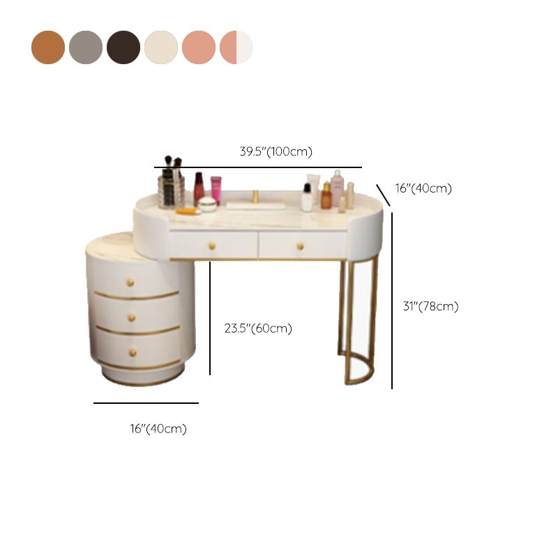 Wooden Makeup Vanity Desk Bedroom Dressing Table Stool Set with Drawer