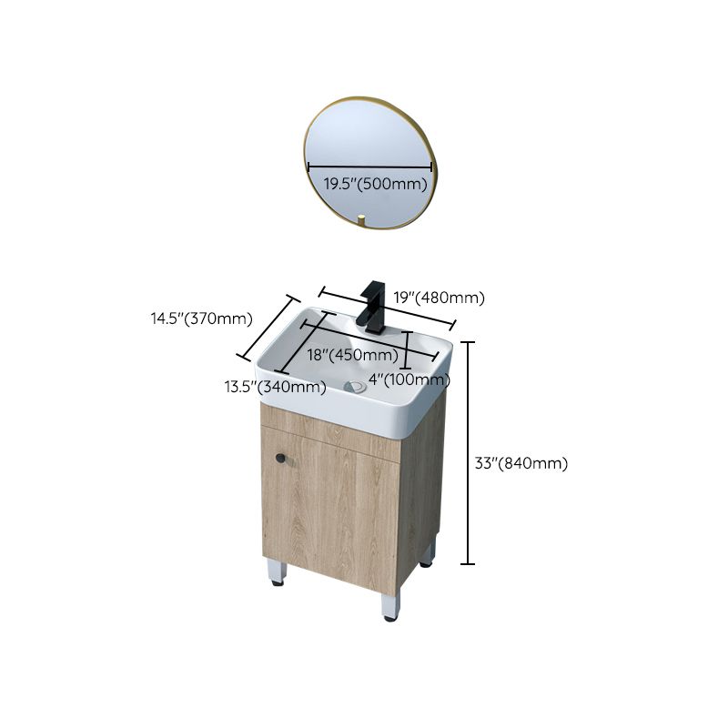 Mirror Vanity Wood Freestanding Rectangle 2 Doors Bathroom Vanity with Single Sink