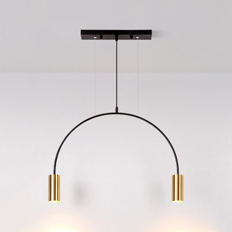 Modern Kitchen Island Lighting Cylinder Island Light Metal Island Lamps in Black and Gold