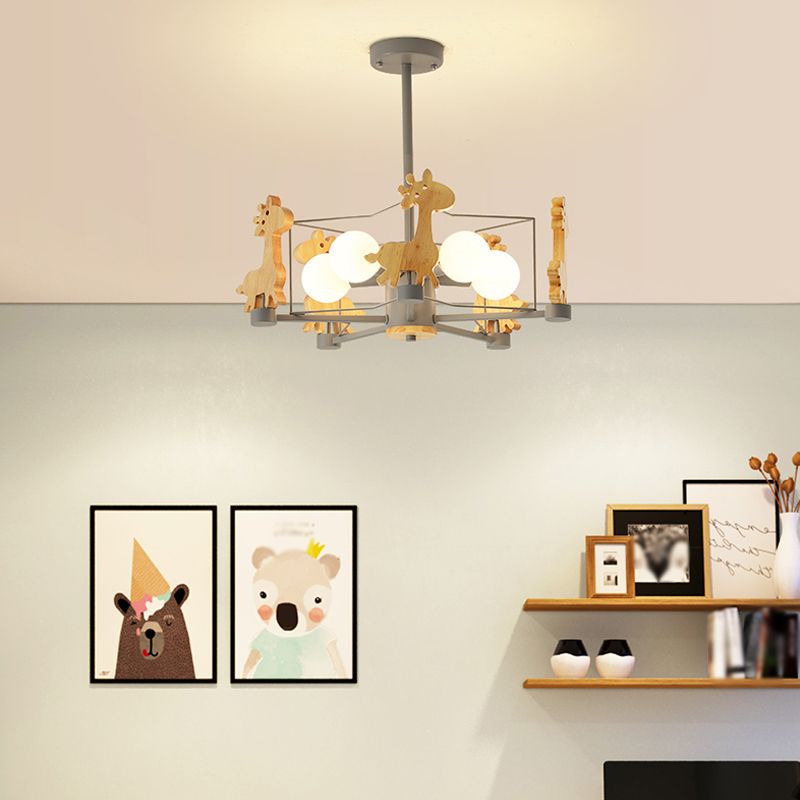 Moderne macaron -stijl tak hangend licht houten multi -kop kroonluchter voor woonkamer