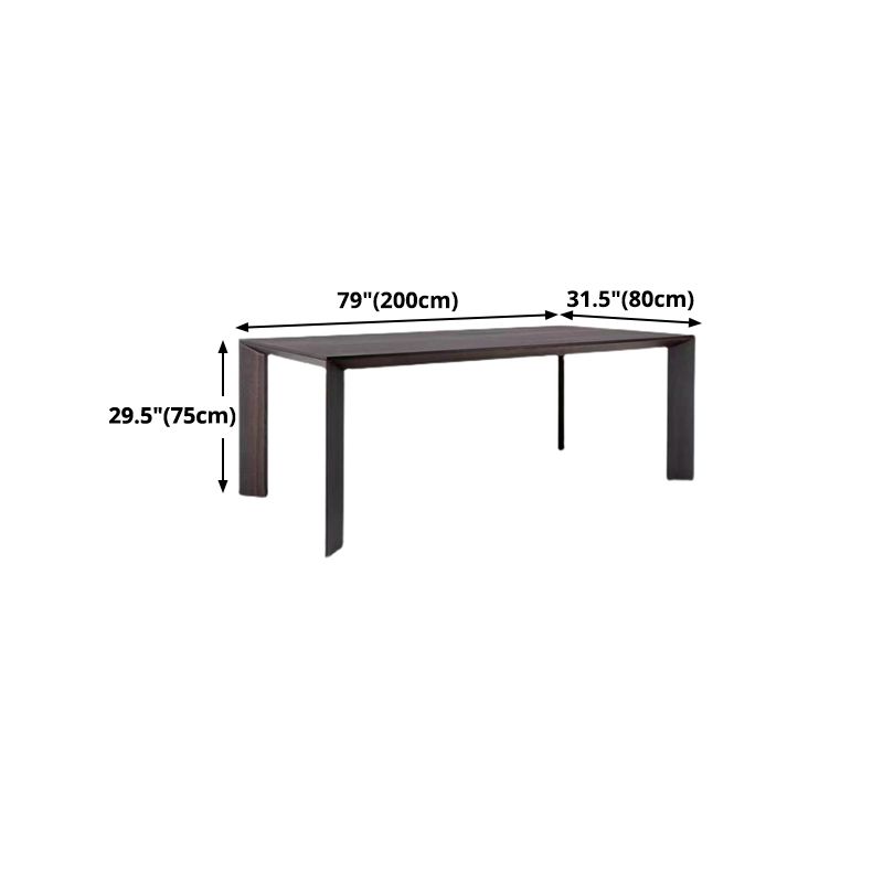 Rectangle 4 Legs Industrial Table Black Color Fixed Table of Pine Solid Wood